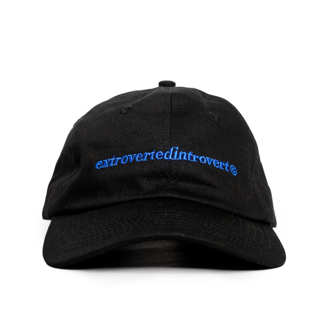Text Logo 6 Panel Black Cap - extrovertedintrovert